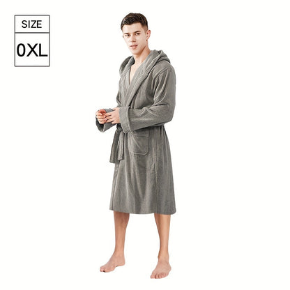 Luxurious Hooded Men's Bathrobe – Modern Cotton Blend Knit Fabric Towel Robe with Super Absorbent Feature for Home, Spa, Bathing & Swimming – Soft, Warm & Quick Dry with Hand Wash Only Care Instructions