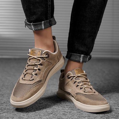 Mens Sneakers Suede Shoes Men Fashion Lightweight Outdoor Shoes Male Non-Slip Comfortable Breathable Walking Shoes Spring Autumn