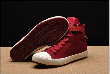 Fashion New Men Light Breathable Canvas Casual All Black white  Red High top Solid Color Sneakers Shoes flats HH-90