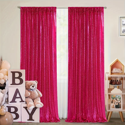 2pcs Sequin Backdrop Curtains Glitter Photo Booth Backdrops Curtains Sparkly Photography Background Drapes For Parties Birthday Wedding Bridal Home Hotel Decorations, 2ft*8ft/61cm*244cm