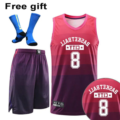 Plus Szie Kids Men Basketball Training Jersey Set Blank College Tracksuits Breathable Basketball Jerseys Uniforms Socks free