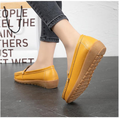 New Moccasins Women Slip On Loafers Female Wedges Flats Ladies Genuine Leather Casual Shoes Comfortable Work Shoes Size 35-44