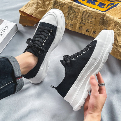 New Casual Men Shoes Yellow Trendy Low Man Canvas Sneakers Platform Hip Hop Street Chunky Shoes for Male zapatillas hombre