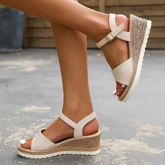 Sandals Buckle Strap Wedge Heel for Women Summer  Lightweight Platform Sandles Woman Non Slip Gladiator Sandalias Mujer H240509