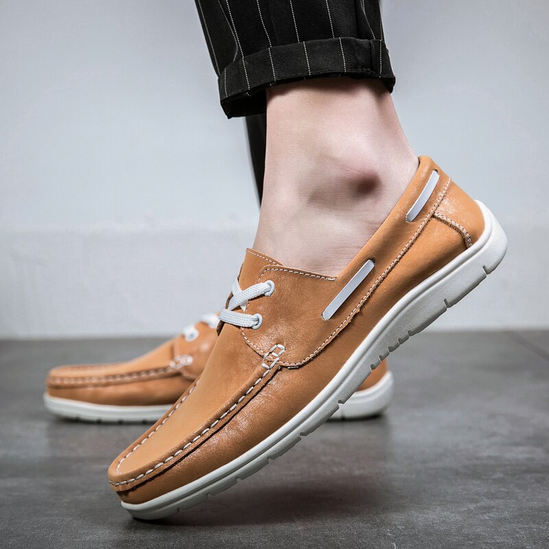 xiangtuibao Genuine Leather Men Casual Shoes Luxury Brand  Mens Loafers Moccasins Breathable Slip on Black Driving Shoes