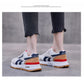 New Women Casual Sport Shoes Girl Street Leather Mesh Patchwork Stripe Comfortable Sneakers All Seasons Trainers 3 Colors
