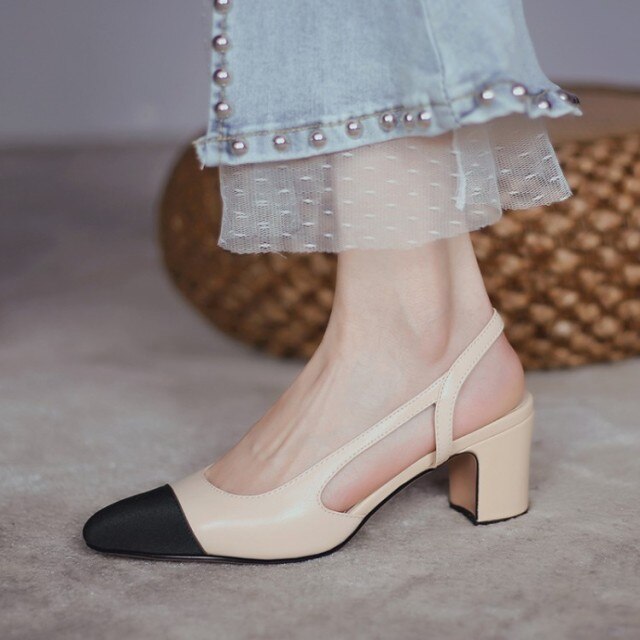 xiangtuibao   Small Size 32 33 Women Luxury Brand Designer Shoes Oversized Woman High Heels Natural Genuine Leather Slingback Beige Nude Pumps