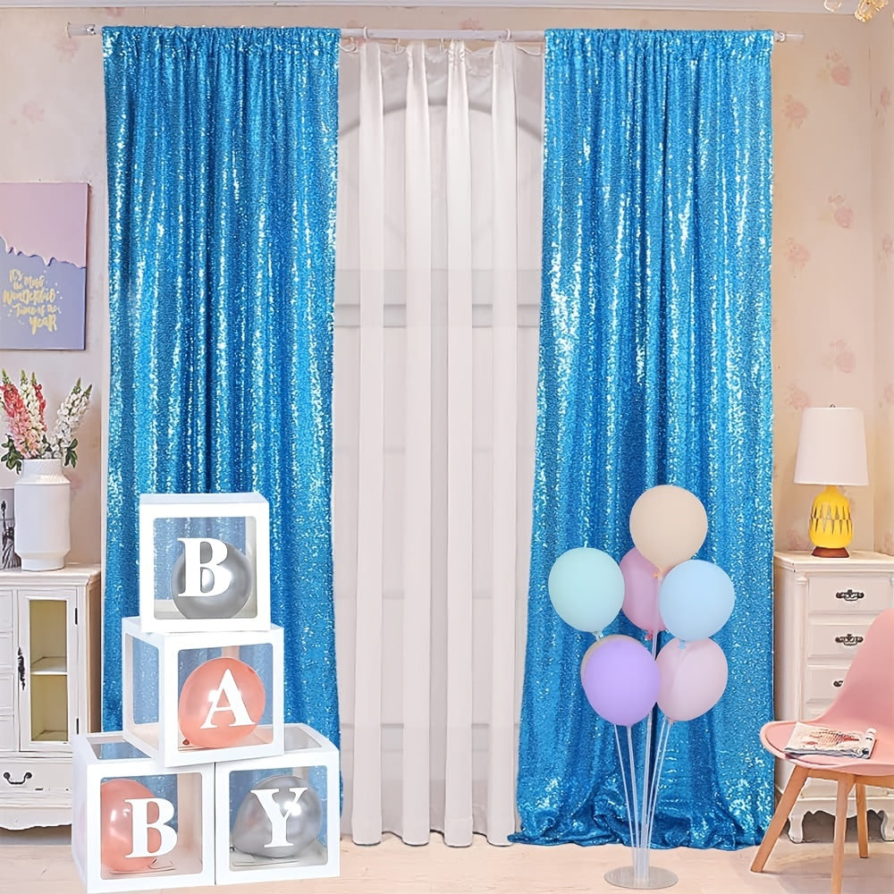 2pcs Sequin Backdrop Curtains Glitter Photo Booth Backdrops Curtains Sparkly Photography Background Drapes For Parties Birthday Wedding Bridal Home Hotel Decorations, 2ft*8ft/61cm*244cm