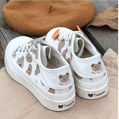 xiangtuibao   Kawaii Shoes Women Sneakers White Platform Sports Flats Tennis Girly Cute Causal Loli Female Trainer Print