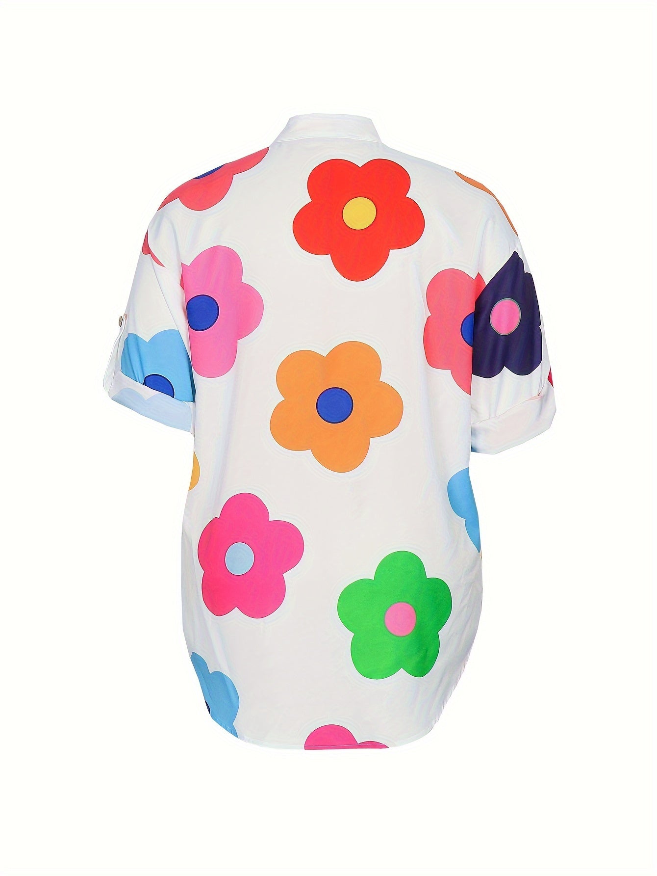 Chic Plus Size Floral Print Shirt - Stylish & Comfortable, Short Sleeve Button Front - Trendy Womens Plus Size Clothing