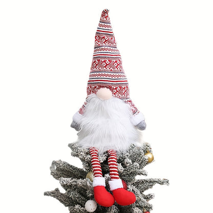 Christmas Gnome Tree Topper Decoration Set - Fabric Holiday Figurines for Christmas, Halloween, Thanksgiving, New Year - Festive Plush Gnome Ornaments, No Electricity or Battery Needed, Multi-Holiday Decor Pack