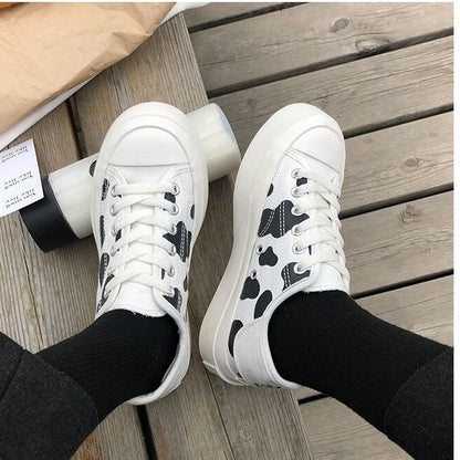 xiangtuibao   Kawaii Shoes Women Sneakers White Platform Sports Flats Tennis Girly Cute Causal Loli Female Trainer Print