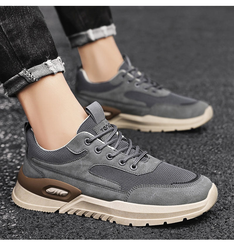 xiangtuibao New Fashion Sneakers Men Spring Autumen Male Footwear Thick Sole Mens Casual Shoes Breathable Mesh Sneakers Black Grey A4752