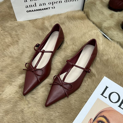 Pointed Toe Flats Women  New Bowknot Casual Loafers Boat Shoes Comfortable Soft Ballet Flats Summer Red Wedding Shoes