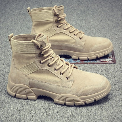 xiangtuibao Martin boots men's summer breathable high-top combat boots special forces desert military training leather boots hiking shoes