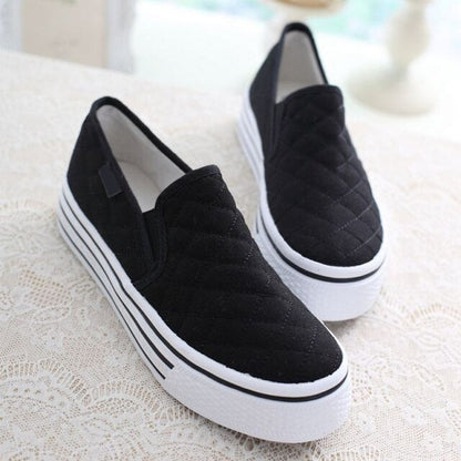 xiangtuibao  Women Flat Shoes Platform Cotton Loafers Elastic Shallow Casual Ladies Sneakers Soft Vulcanized Shoes Female Autumn  New