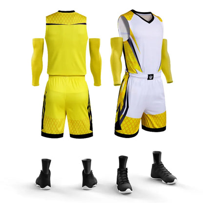 New DIY Kids Men Team Basketball Jersey Set Blank Women Sport Tracksuit Breathable Pocket Basketball Jerseys Uniforms Customized