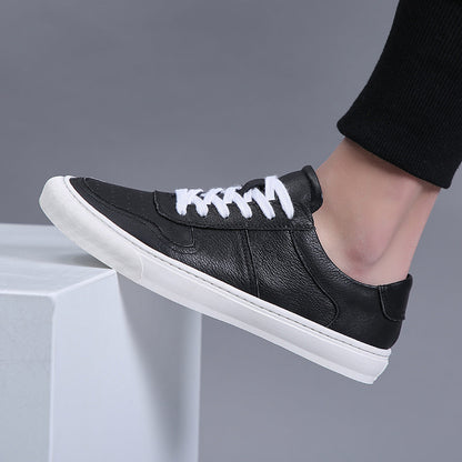 Simple White Men Casual Shoes Luxury Brand Fashion Black White Sneakers Men 100% COw Leather Breathable Soft Walking Footwear