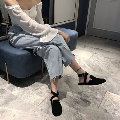 Slingback Split toe flats ballerina flock&nubuck tabi ninia shoes for women espadrilles buckle band riband flats loafers