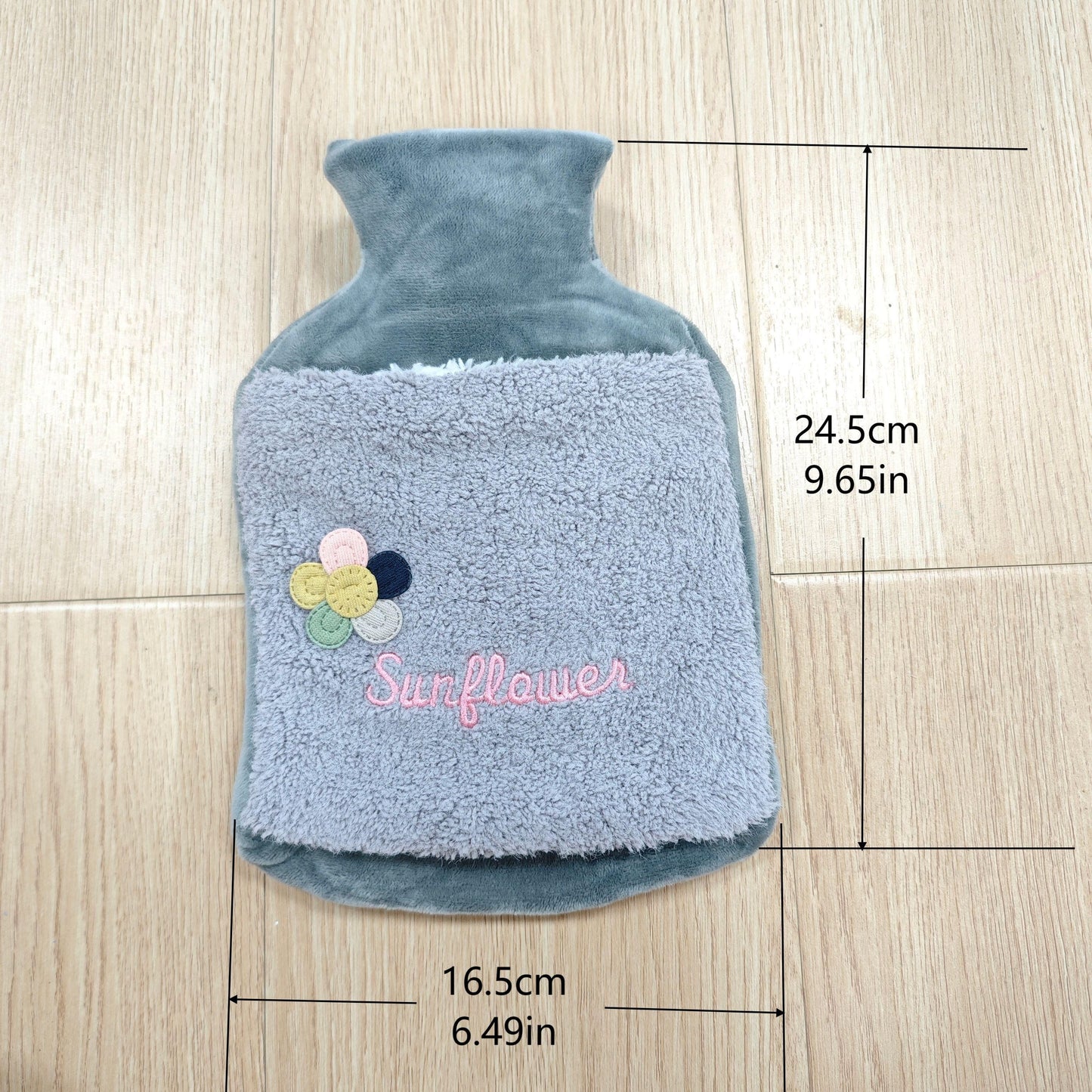 1000ml/33.81oz Warm Water Bottle with Cute Embroidered Flower Design, High-Elasticity, Removable Washable Polyester Cover, Unscented PVC Injection Water Pouch for Heat Therapy