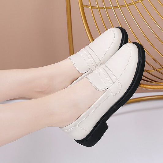 Fashion White Women Loafers Shoes for Women Chic Platform  Leather Slip on Loafers Korean Fashion Flats Black New Office Shoes !