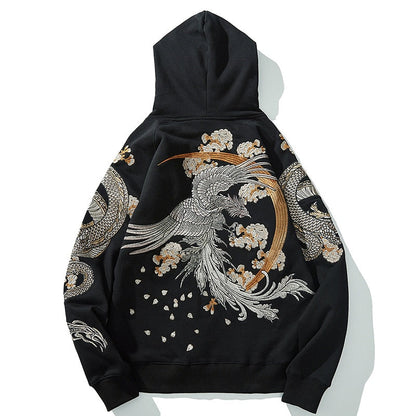 xiangtuibao Link Men's Hip Hop Hoodies Chinese Dragon Embroidery Sweatshirt Harajuku Hooded Pullover High Street