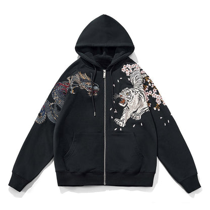 xiangtuibao Link Men's Hip Hop Hoodies Chinese Dragon Embroidery Sweatshirt Harajuku Hooded Pullover High Street