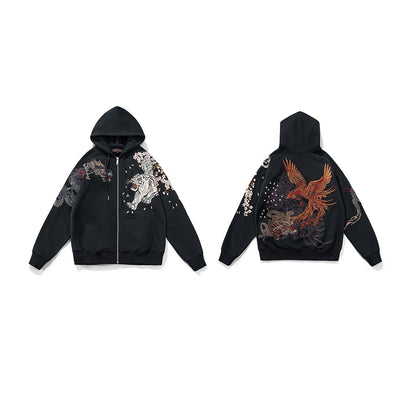 xiangtuibao Link Men's Hip Hop Hoodies Chinese Dragon Embroidery Sweatshirt Harajuku Hooded Pullover High Street