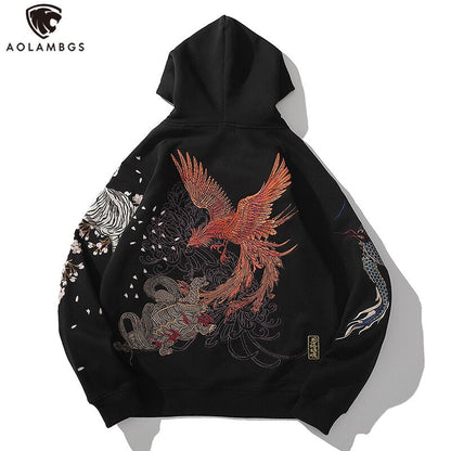 xiangtuibao Link Men's Hip Hop Hoodies Chinese Dragon Embroidery Sweatshirt Harajuku Hooded Pullover High Street