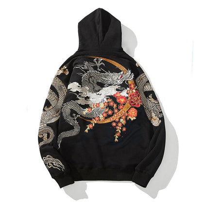 xiangtuibao Link Men's Hip Hop Hoodies Chinese Dragon Embroidery Sweatshirt Harajuku Hooded Pullover High Street