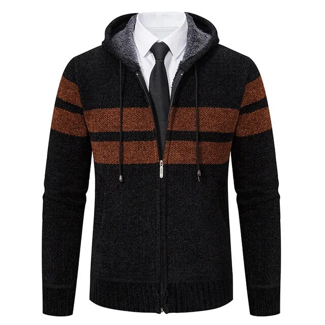 xiangtuibao Cardigan Men's Sweater Jacket AutumnCotton Casual Slim Fashion Hooded Warm Zipper Up Hoodie Coat