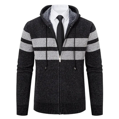 xiangtuibao Cardigan Men's Sweater Jacket AutumnCotton Casual Slim Fashion Hooded Warm Zipper Up Hoodie Coat