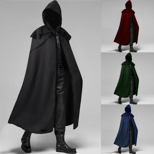 xiangtuibao European New Halloween Party Cape Men's Medieval Multicolor Cloak Coat Men's Fashion Gothic Cosplay Long Hooded Cloak Costume