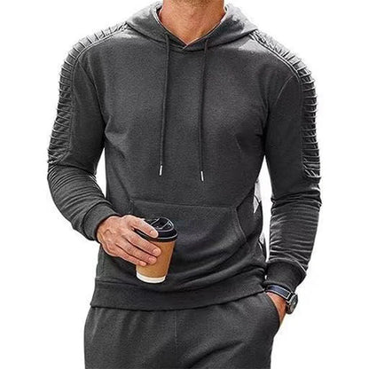 xiangtuibao Fashion Tracksuits Men Hoodie Two Piece Sets Fall Casual Pleated Sleeve Hoodies And Pants Suits Mens Clothing Streetwear Outfits