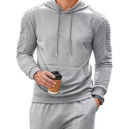 xiangtuibao Fashion Tracksuits Men Hoodie Two Piece Sets Fall Casual Pleated Sleeve Hoodies And Pants Suits Mens Clothing Streetwear Outfits