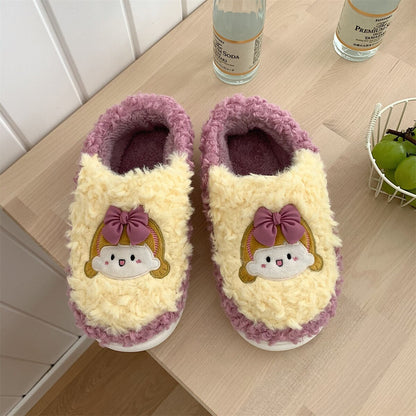 New Couple Fashion Adult Sandals Non-slip Warmth Thick-soled Indoor and Outdoor Fur Shoes men's Flip-flops Home Sleepers women's