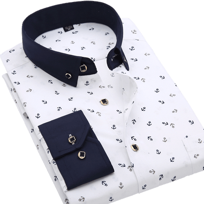 xiangtuibao Men's Long Sleeve Printed Casual Shirt Fashion Trun-down Collar Wedding Party Shirts Soft Hawaiian Holiday Summer Shirt