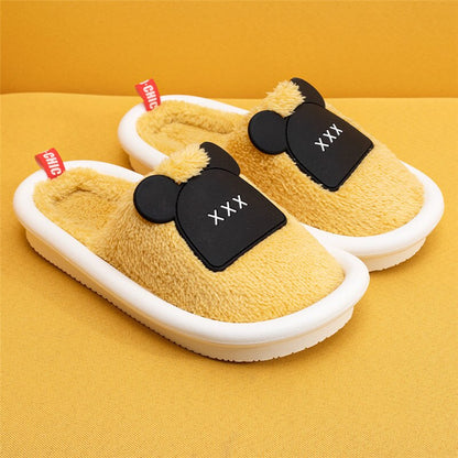 Purple Women Winter Home Slippers Cartoon Bear Shoes Soft Warm House Slippers Indoor Bedroom Slippers Couples Flurry Footwear