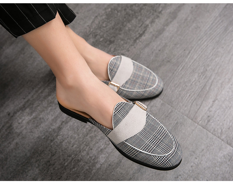 xiangtuibao New Arrive Canvas Man Loafer Slides Elegant Casual Shoes Lightweight Half Shoes for Man Breathable Slip-on Mules Slippers