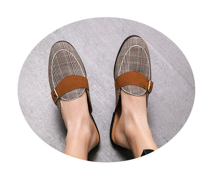 xiangtuibao New Arrive Canvas Man Loafer Slides Elegant Casual Shoes Lightweight Half Shoes for Man Breathable Slip-on Mules Slippers