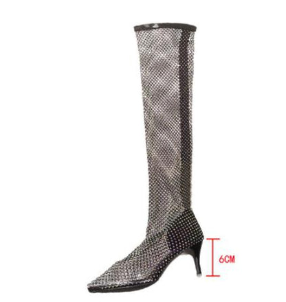 Full Rhinestone Mesh Summer Boots Women Thigh High Over The Knee Ytmtloy Sandals Zapatos Transparentes De Mujer