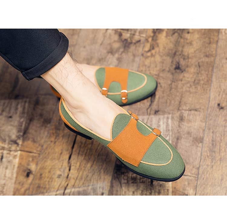 xiangtuibao Canvas Leather Shoes Men Casual Luxury Brand Handmade Penny Loafers Men Slip On Flats Driving Dress Shoes White Green Moccasins