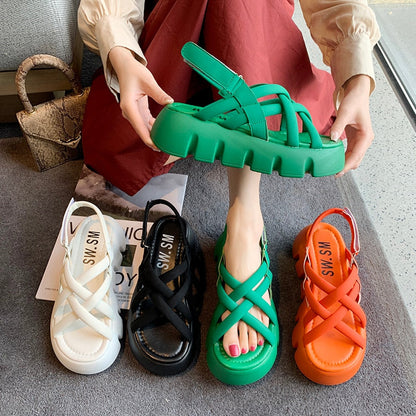 Beige Heeled Sandals  Summer Clogs Wedge Sale Of Women's Shoes Ankle Strap Espadrilles Platform Cross Med Muffins shoe Black