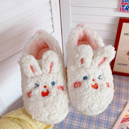 Kawaii Couple Soft Indoor Slippers  Winter Female Slippers for Home Warm Plush Women Shoes Casual Rabbit Zapatillas Mujer