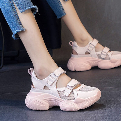 Platform Summer Sneakers Women Casual  Sandals Sports Shoes Breathable Mesh Cloth for Outdoor High Heels Wedges