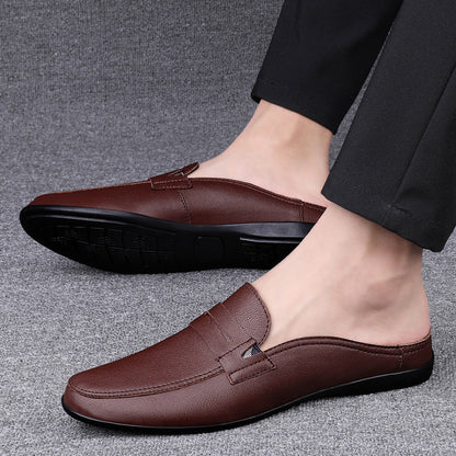 xiangtuibao Italian Luxury Men's Slippers Genuine Leather Loafers Men Moccasins Casual Non-slip Man Shoes Summer Fashion Half Shoes For Men