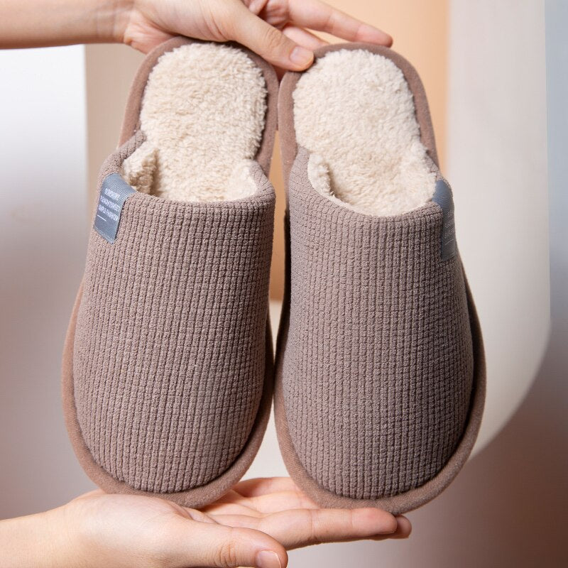 Women Fluffy Fur Slippers Short Plush For Couple Shoes Slippers Home Lady Indoor Shoes Winter Soft Comfy Warm Slipper Men