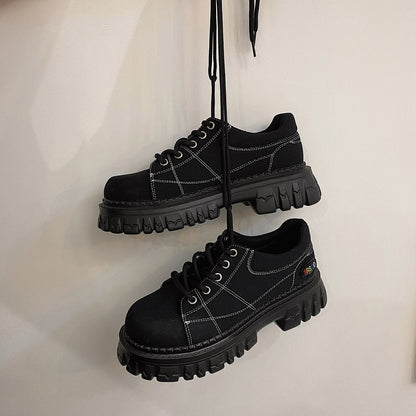 xiangtuibao Fashion Girls INS Chunky Sneakers New Student Spring Martens Boots Shoes Women Lace-up Thick Bottom Suit Sneakers Chaussure Femm