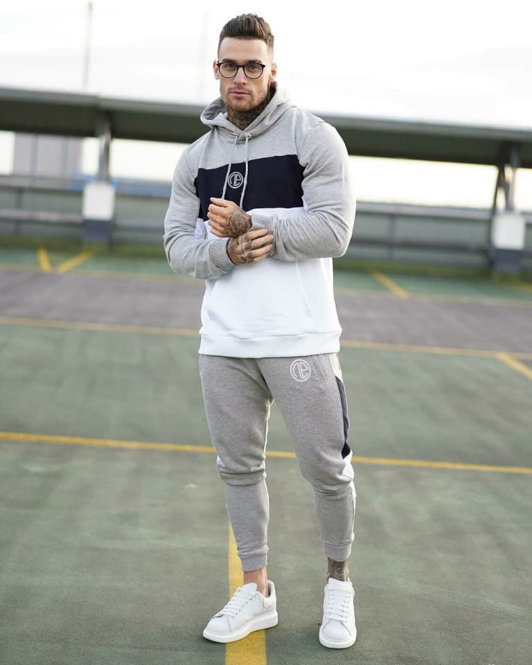 xiangtuibao Mens Tracksuits Cotton Casual Hoodie Set Autumn Male Sweatshirt Stylish fitness suit for men