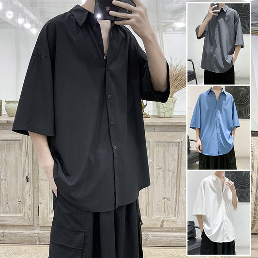xiangtuibao Summer Solid Shirts For Men Clothing Korean Style Men Streetwear Shirt Short Sleeve Harajuku Mens Shirts Korean Clothes
